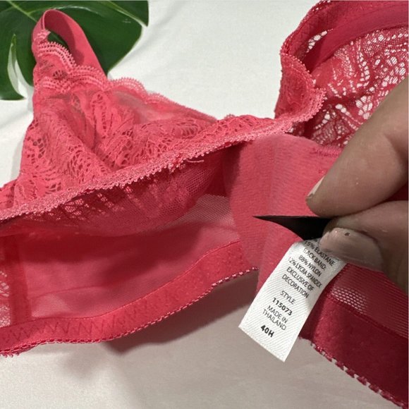 NWT Paramour‎ [ 40H ] Peridot Unlined Lace Bra in Honeysuckle Pink - Picture 10 of 16